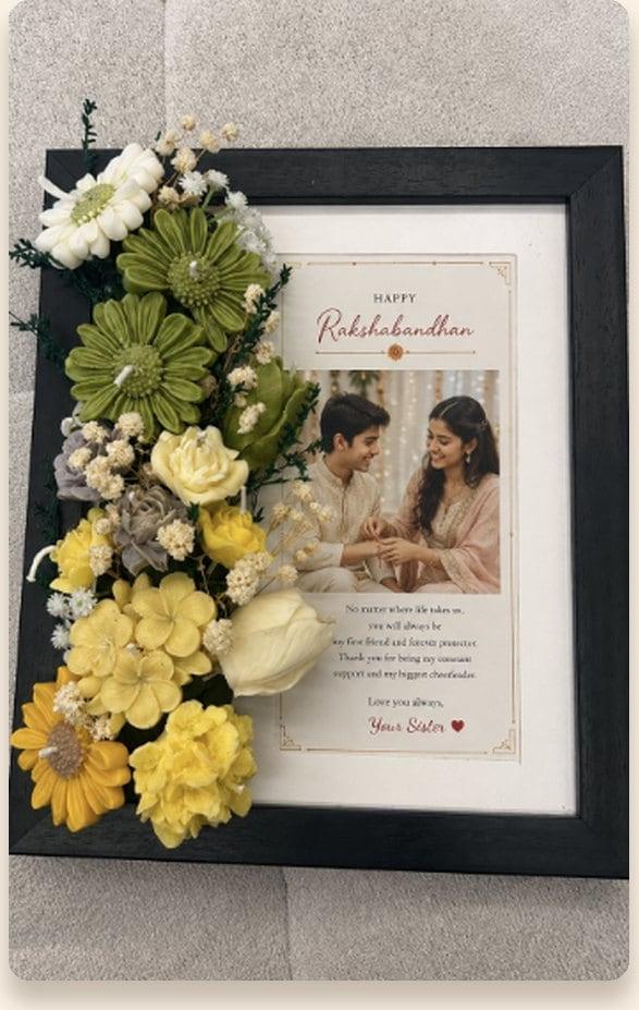 A pressed-flower Rakhi frame candle