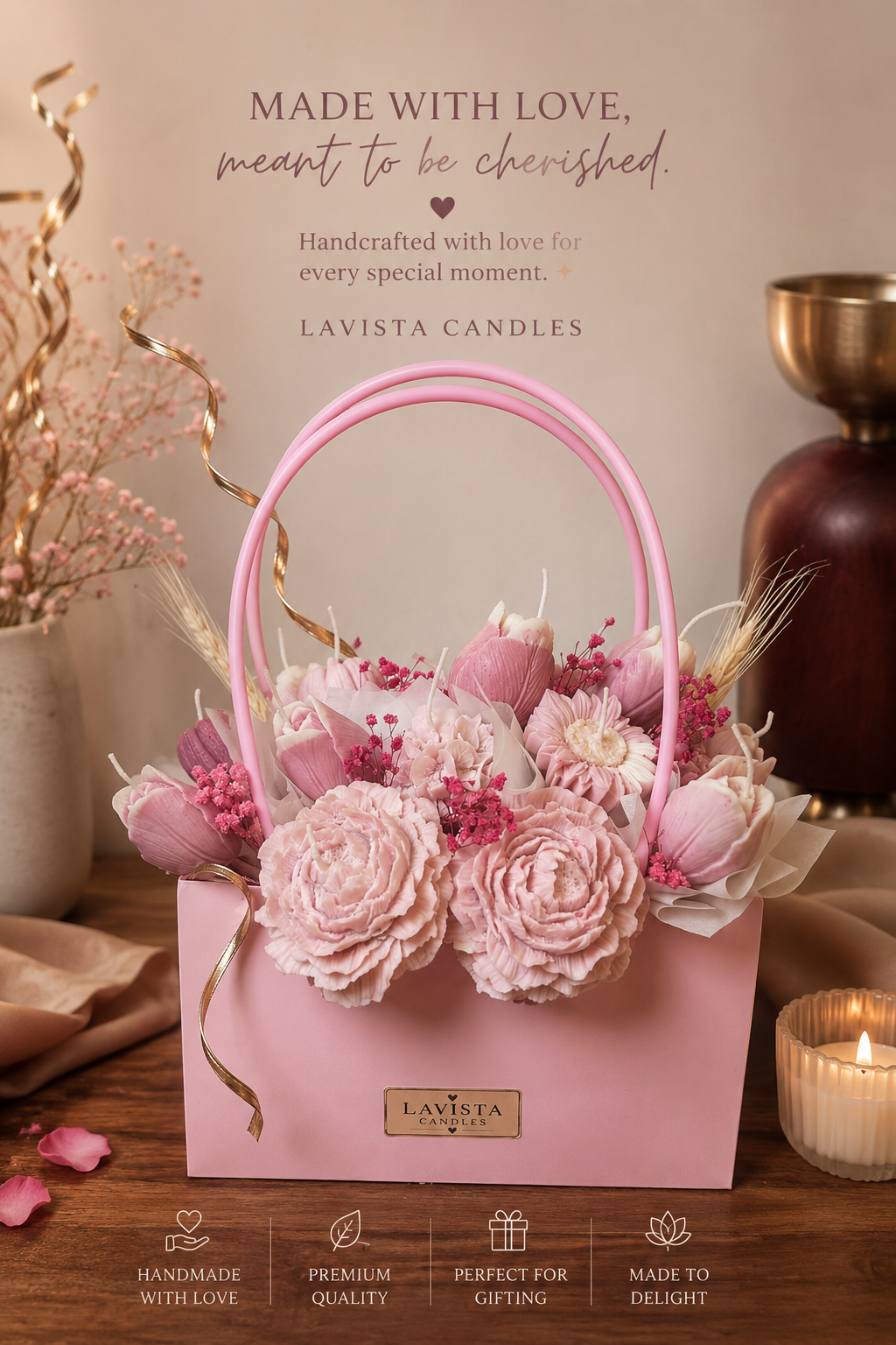 Flower Bouquet Candle — pink